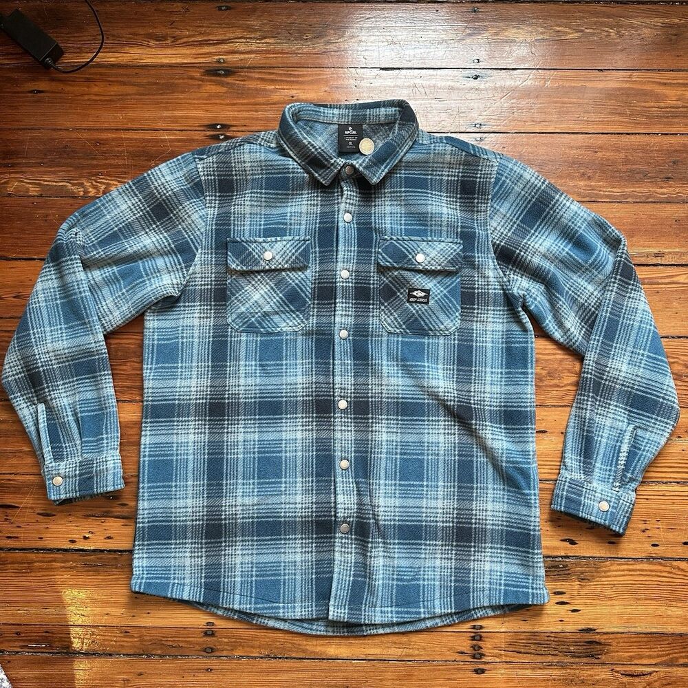 Rip Curl Mens Glacier Plaid Superfleece Standard Fit Shirt Sz XL